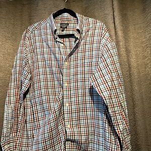 Calvin Klein Men's Blue and Red Plaid Shirt